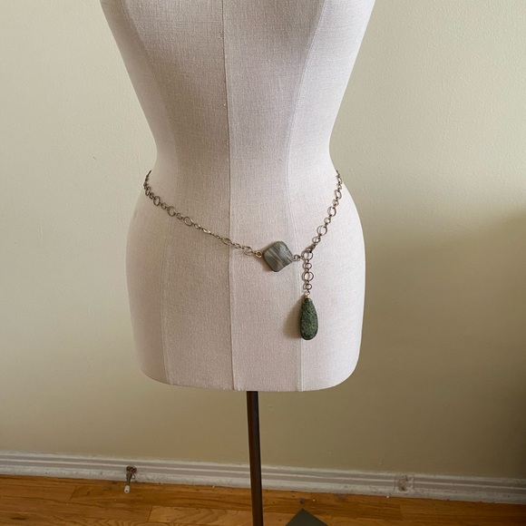 ❤️Circle chain and green agate chain belt necklace - Picture 3 of 4